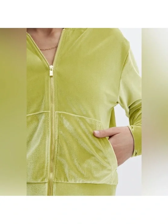 Fabletics Donna Velour Hoodie SZ M Bright Golden Leaf - Picture 2 of 9